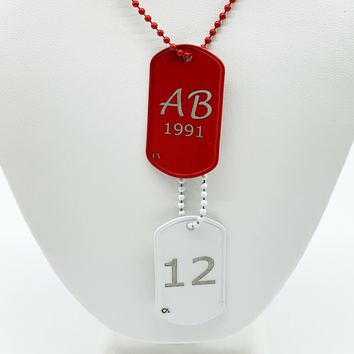 CA Limited Edition Red and White Name and Number Tags