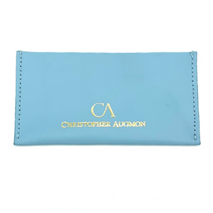 CA Christopher Augmon Fashion Designer Custom Hand Crafted Aquamarine Blue Leather “Limited Edition” Credit Card Holder