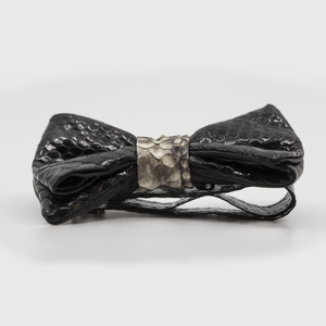 CA Christopher Augmon Custom Congo Black/Natural Python Bow Tie; Adjustable Natural Water Snake Strap.