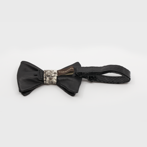 CA Christopher Augmon Custom Congo Black/Natural Python Bow Tie; Adjustable Natural Water Snake Strap.