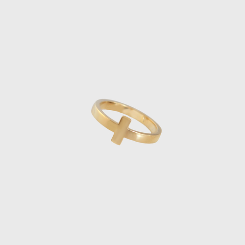 CA 18 Karat Cross Yellow Gold Ring