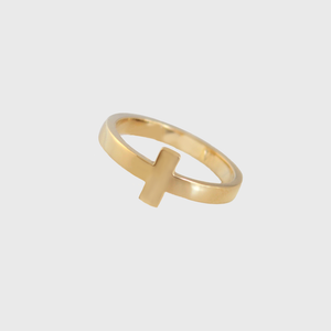 CA 18 Karat Cross Yellow Gold Ring