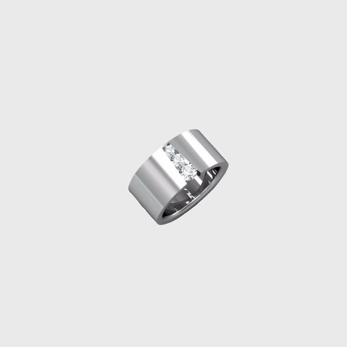 CA White 14K Gold Vertical Diamond Taper Tension Ring