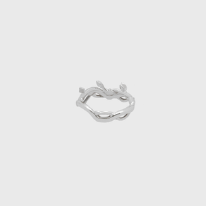 CA 18 Karat Thorn and Flower White Gold with Clear Diamonds Ring